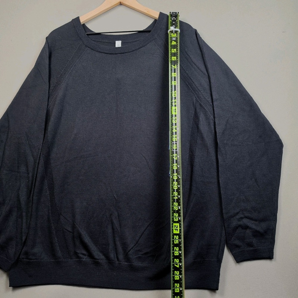 Lululemon Athletica 100% Merino Wool Crewneck Sweater Women 12 Black Raglan Knit - Picture 7 of 8